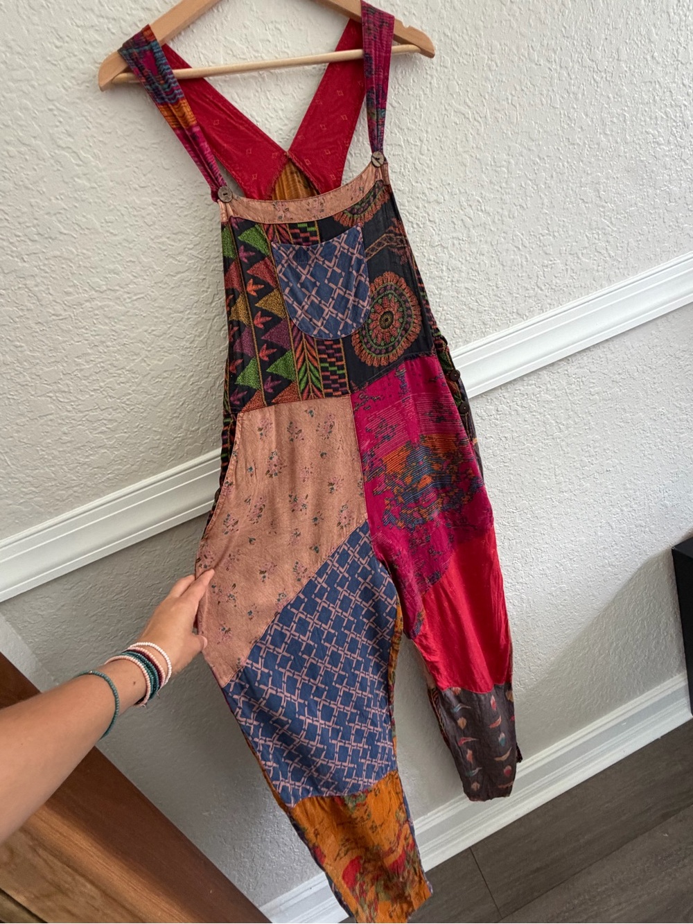 Sacred Threads Patchwork Overalls One Size Boho Jumpsuit